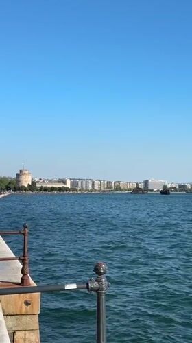 Thessaloniki waterfront and White Tower documented from pier viewpoints