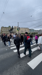 Ordinary street life documented around Saint Petersburg's Anichkov Bridge