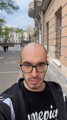 Man records selfie video on Moscow street