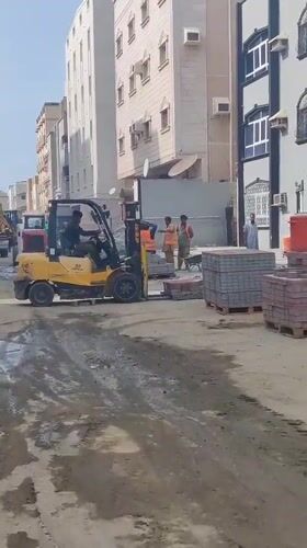 Construction work underway on Jeddah street near restaurants