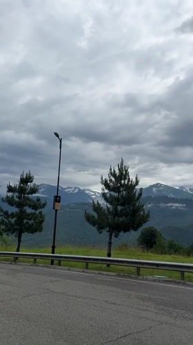 Overcast summer morning at a Russian mountain ski resort