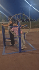 Outdoor recreation in Kokshetau — fitness equipment and nighttime soccer