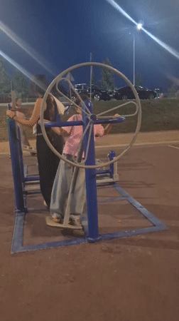 Outdoor recreation in Kokshetau — fitness equipment and nighttime soccer
