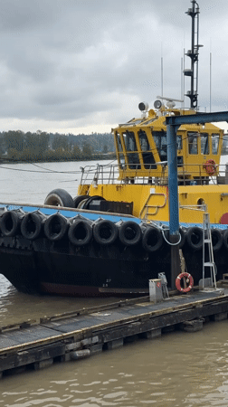 Evening waterfront activity captured around New Westminster public art displays