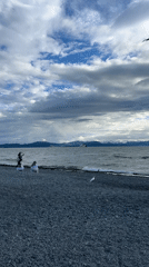 Kamchatka beachgoers on a breezy summer morning by the water