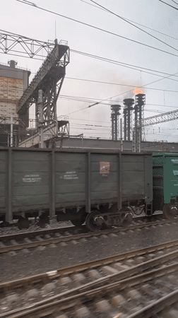 Industrial facility observed from train in Cherepovets, Russia