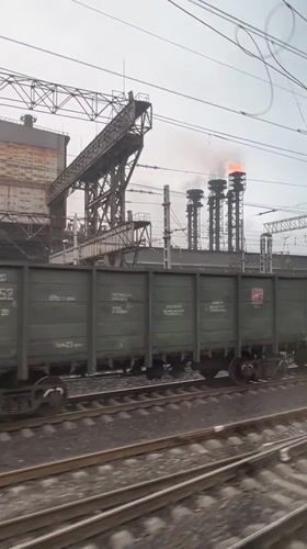 Industrial facility observed from train in Cherepovets, Russia