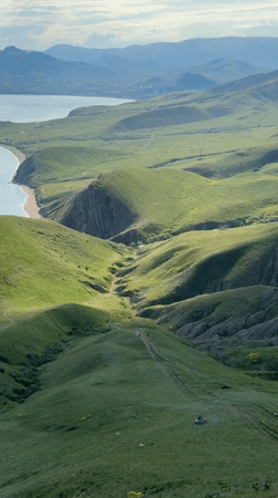 Dirt bikers gather on Ukrainian coastal hills for afternoon ride