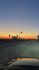 Evening drive captures sunset on Russian road