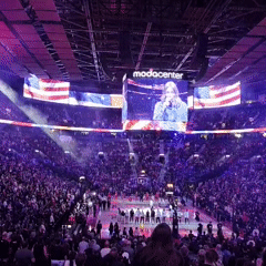 Packed Portland arena, national anthem and tip-off