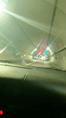 Vehicle travels through tunnel in Gabrovo, Bulgaria