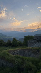 Twilight footage captures Armenia's ancient Haghpat Monastery at dusk