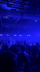 Late-night music event draws crowds to blue-lit Paris venue