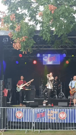 Live music and crowds along the Frankfurt riverfront