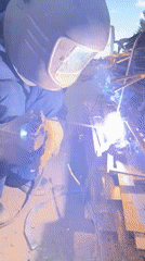 Outdoor welding work documented in Kuyeda, Russia