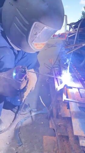 Outdoor welding work documented in Kuyeda, Russia