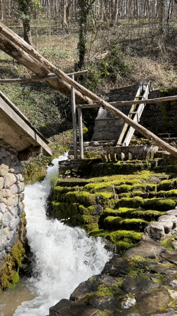 Traditional water mill and waterfall documented in Gabrovo, Bulgaria
