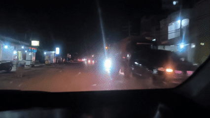 Night street scene recorded from car in Tingkeummanyang