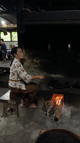 Traditional coffee preparation witnessed in rural Tampaksiring, Indonesia