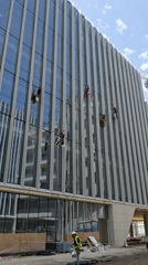 Window washers clean high-rise building in Ramat HaSharon