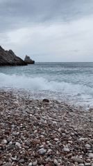 Overcast morning captured at rocky beach in Montenegro