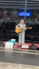 Street musician performs in Moscow train station