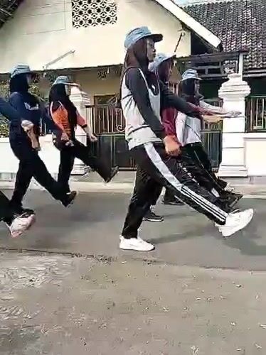 Uniformed group training and drills in Kedawung, Indonesia