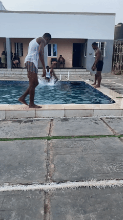 Young men jump into hotel pool in Akwanga