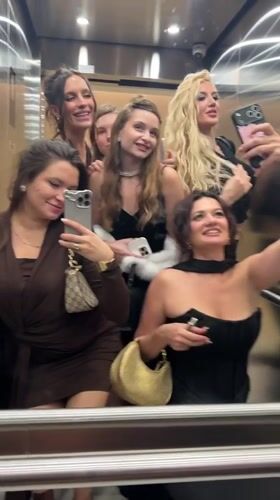 Six women take elevator selfies in Belgrade