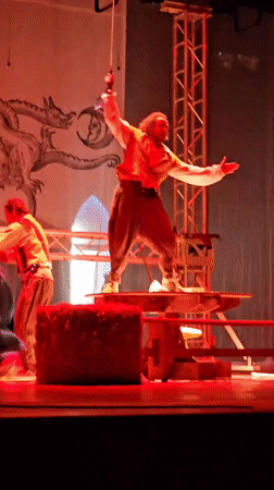 Medieval-style stage performance plays out in Tosno, Russia