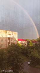 Rainbow over Izhevsk, viewed from a quiet apartment window