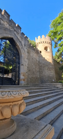 Baku's Old City walls, the Maiden Tower, and resident cats