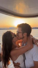Couple enjoys romantic sunset boat trip off Cyprus coast