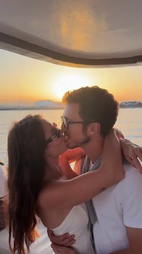 Couple enjoys romantic sunset boat trip off Cyprus coast