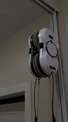 Robotic window cleaner operates on mirrored surface in Khimki
