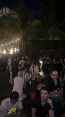 Nighttime outdoor party draws crowds in North Kuta, Indonesia