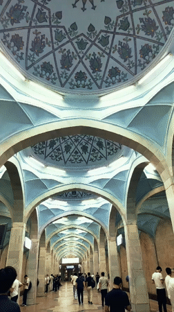 Rush hour inside Tashkent's ornate Soviet-era metro stations