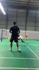 Badminton doubles match played at Thailand indoor court