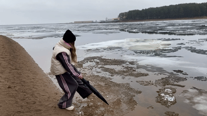Morning tea ritual follows frozen shoreline visit in Chaikovsky