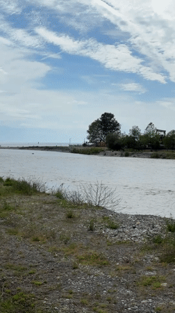 Family documents scenic river walk in Sochi, Russia