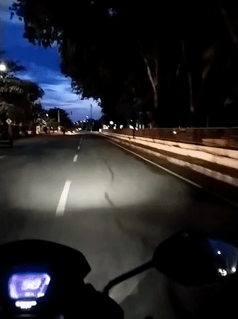 Motorcyclist captures nighttime ride footage in Lhokseumawe, Indonesia