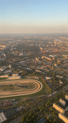 Aerial view captures Budapest racetrack at dusk