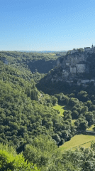 Elevated view captured of Rocamadour valley on sunny day