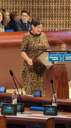Woman addresses parliamentary session in Strasbourg