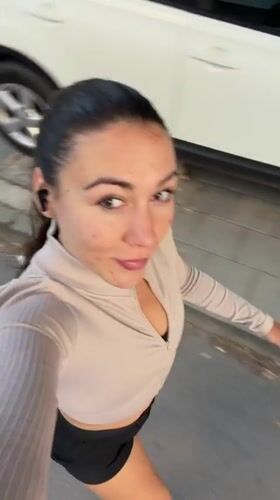 Morning walk through Varna, selfies on a tiled sidewalk