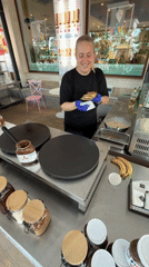 Crepe stand in action at a Varna street food spot