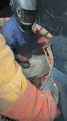 Welder performs interior work on cylindrical structure in Montenegro