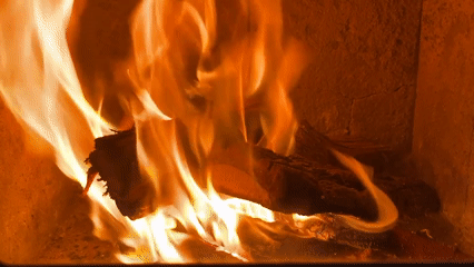 Fireplace burns in Pchelnik, Bulgaria home