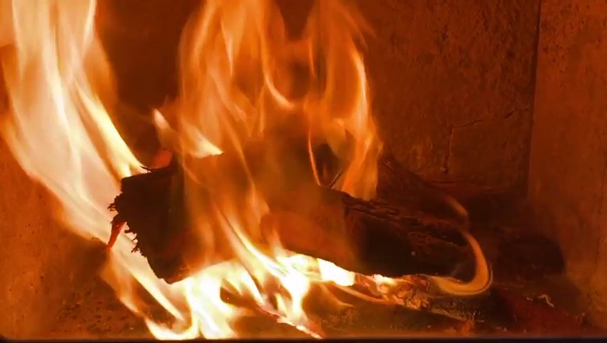 Fireplace burns in Pchelnik, Bulgaria home