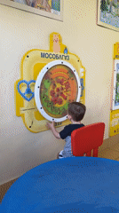 Children play at playground in Odintsovo, Russia morning hours